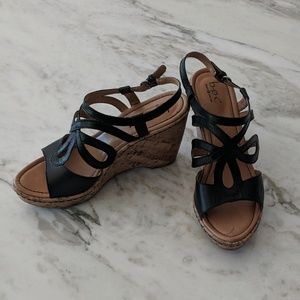 B.O.C. Born Concepts Leather Wedge Sandals